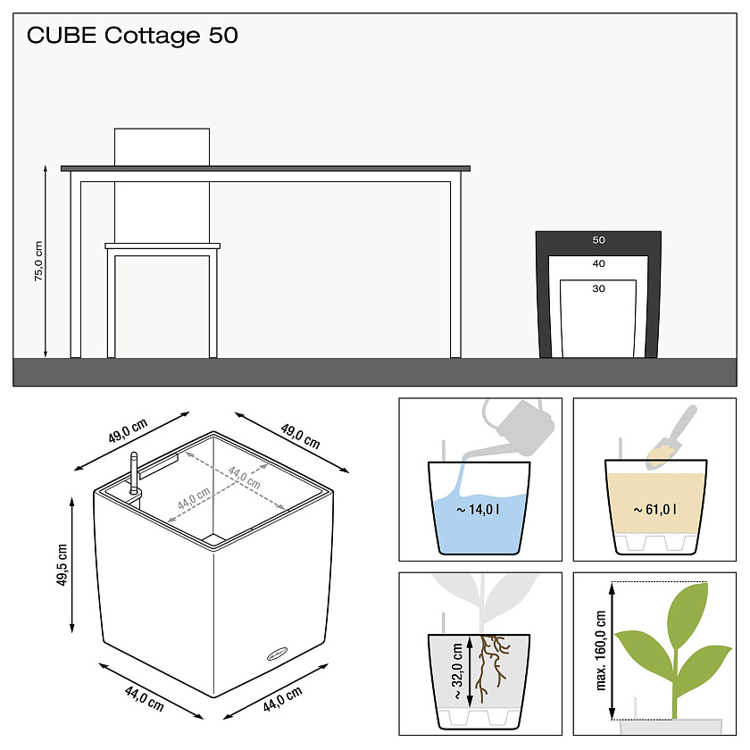 Кашпо Лечуза Куб Коттадж (светло-серый)_