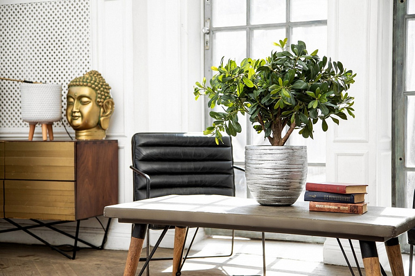 Кашпо Роу Круглое серебряное_2