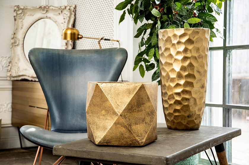 Кашпо Геометри Ромб (золотое)_2