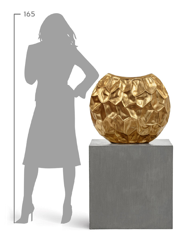 Кашпо Эффектори Металл Плоская сфера Дизайн Крампл Сусальное золото_3