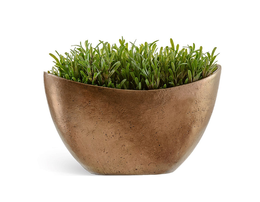 Кашпо Эффектори Металл Ваза-Лодка малая Темное матовое золото_3