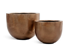 Кашпо Эффектори Металл низкая конус-чаша тёмное матовое золото