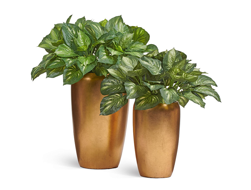 Кашпо Эффектори Металл высокий округлый конус сусальное золото_8