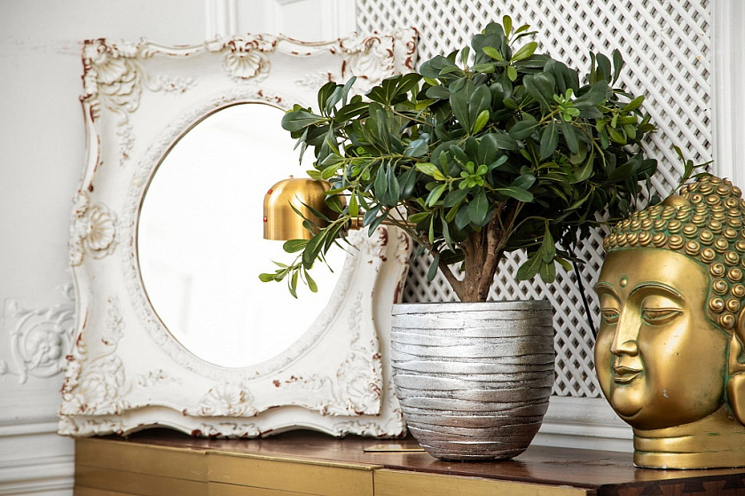 Кашпо Роу Круглое серебряное_1