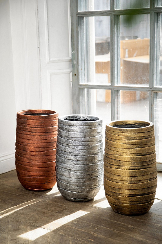 Кашпо Роу Высокое серебряное_3