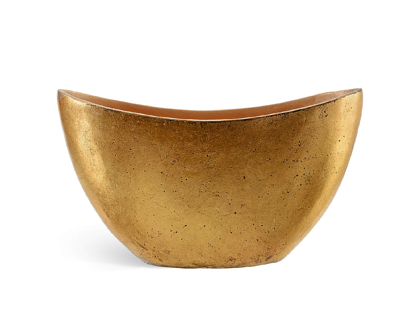 Кашпо Эффектори Металл Ваза-Лодка малая Сусальное золото_2