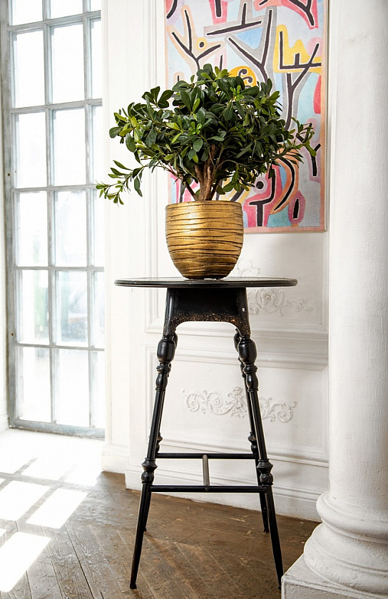 Кашпо Роу Круглое золотое_2