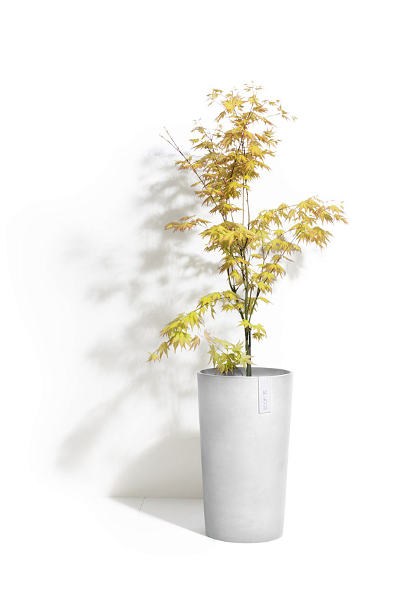 Кашпо Экопотс Амстердам высокое светло-серое_