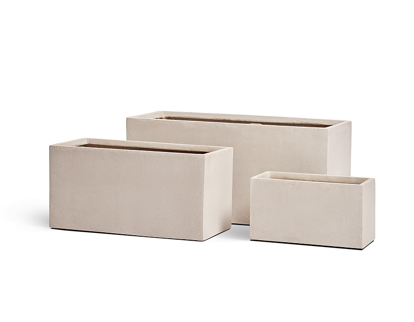 Кашпо Эффектори Бетон низкий прямоугольник белый камень_3