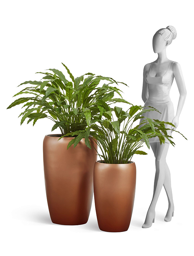 Кашпо Эффектори Металл высокий округлый конус лаковое темное золото_8