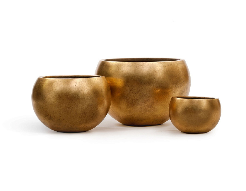 Кашпо Эффектори Металл полусфера сусальное золото_4