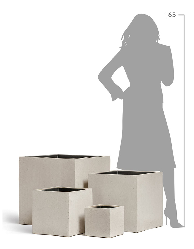 Кашпо Эффектори Бетон куб белый песок_5