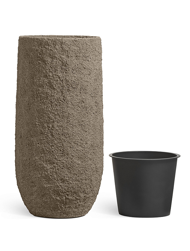 Кашпо Эффектори Терра Высокий конус серый беж_1