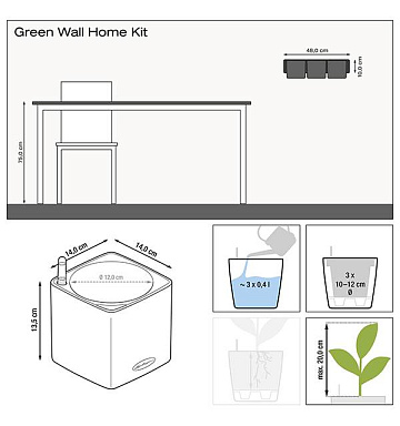 Кашпо Lechuza Green Wall Home Kit Glossy (белый блестящий)