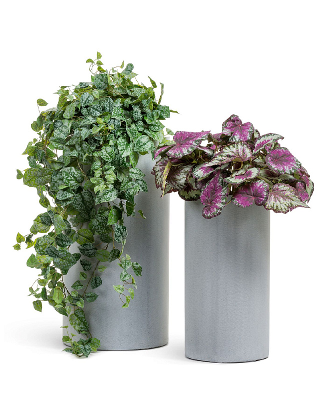 Кашпо Эффектори Бетон высокий цилиндр серый ледник_3