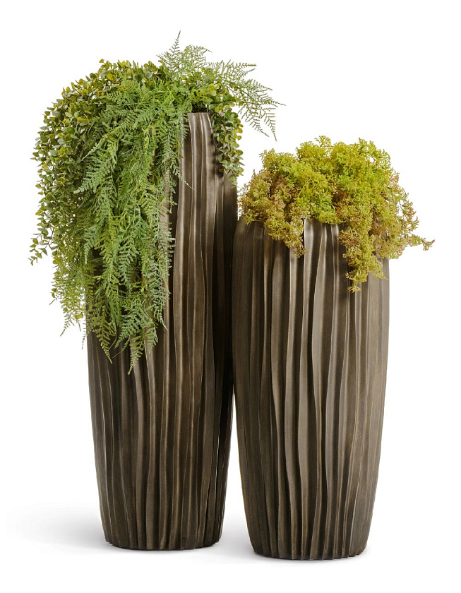 Кашпо Эффектори Металл высокий конус Дизайн Вейв Черная бронза_5