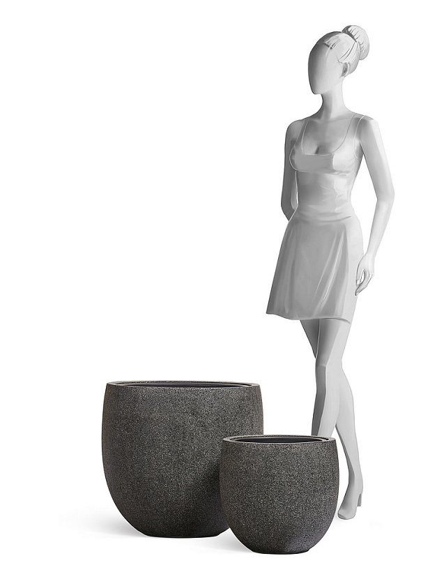 Кашпо Эффектори Стоун чаша классик темно-серый камень_7