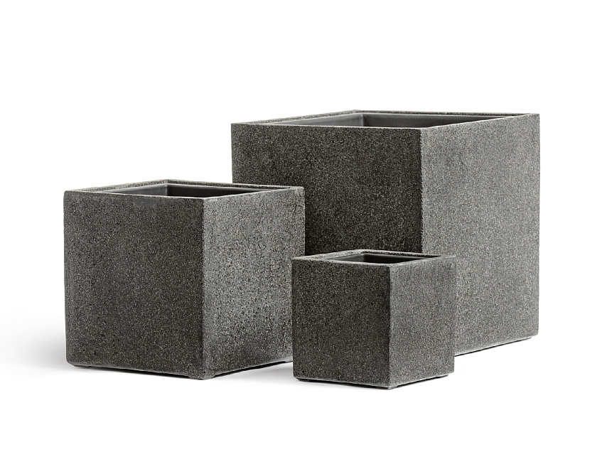 Кашпо Эффектори Стоун Куб Тёмно-серый камень_