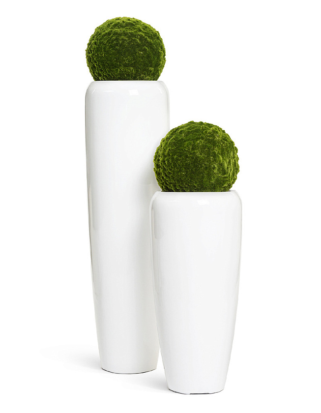 Кашпо Эффектори Глосс высокий конус Дизайн белый глянцевый лак_12