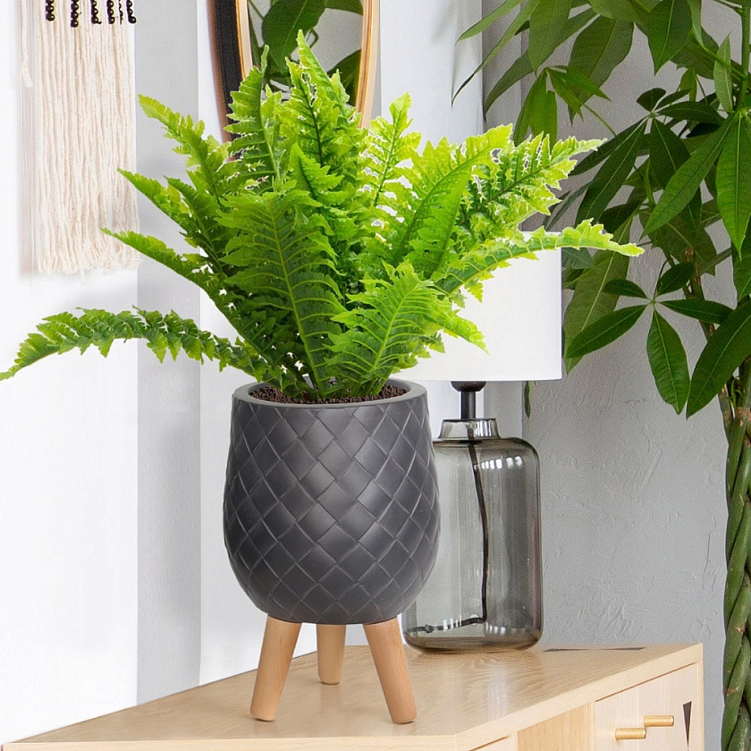 Кашпо Джерси с Подставкой черное_2