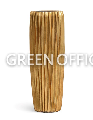 Кашпо Эффектори Металл высокий конус Дизайн Вейв Сусальное золото - Фото 2