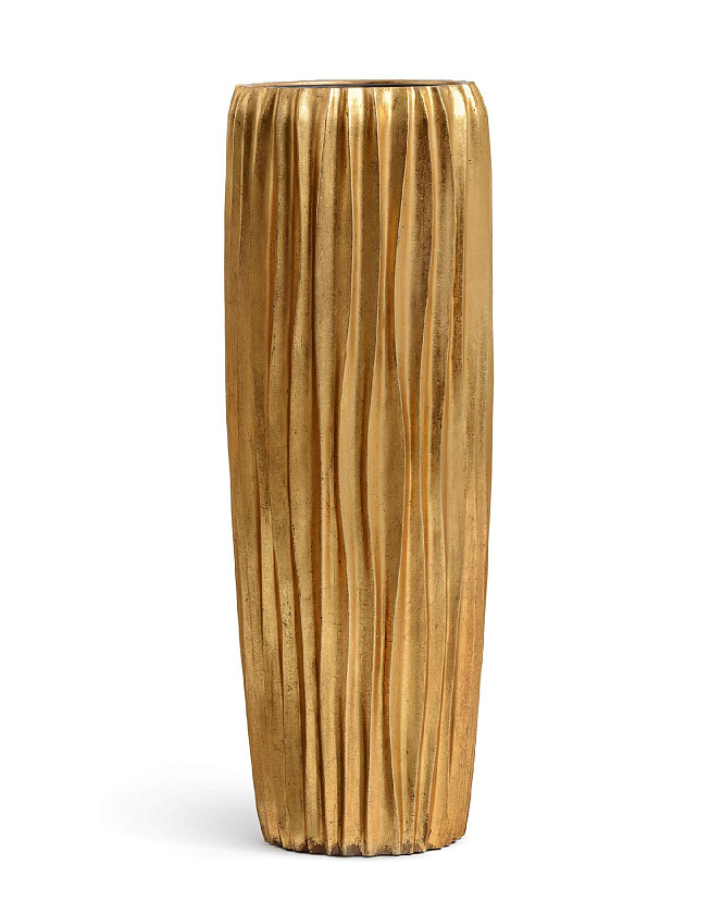 Кашпо Эффектори Металл высокий конус Дизайн Вейв Сусальное золото_2