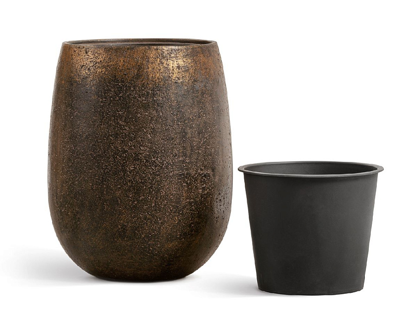 Кашпо Эффектори Металл Округлая чаша Раф c золотой патиной_3