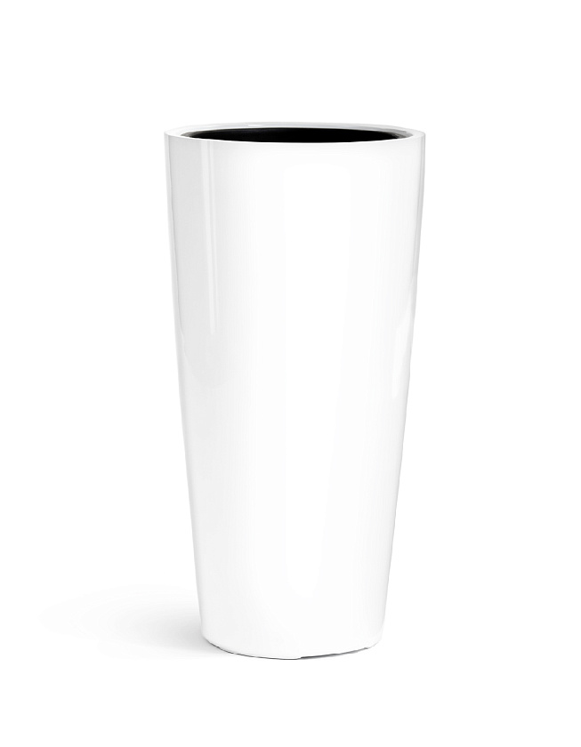 Кашпо Эффектори Глосс высокий конус белый глянцевый лак_