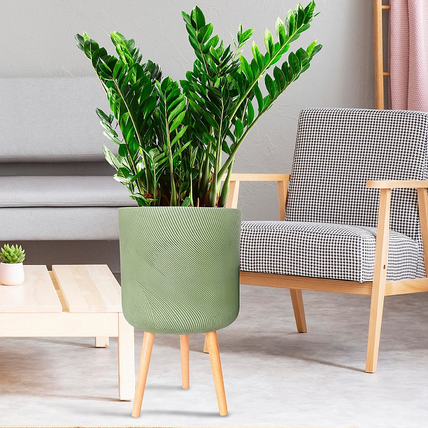 Кашпо Флоу Ваза с подставкой зеленое_