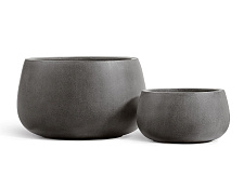 Кашпо Эффектори Бетон Низкая чаша Тёмно-серый бетон