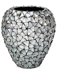 Кашпо Shell planter mother of pearl silver-blue rounded