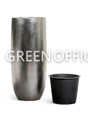 Кашпо Эффектори Металл высокий округлый конус стальное серебро - Фото 3