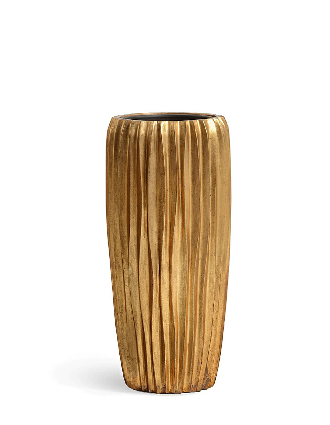 Кашпо Эффектори Металл высокий конус Дизайн Вейв Сусальное золото_4