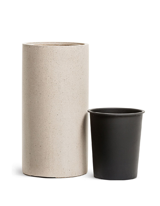 Кашпо Эффектори Бетон высокий цилиндр белый песок_4