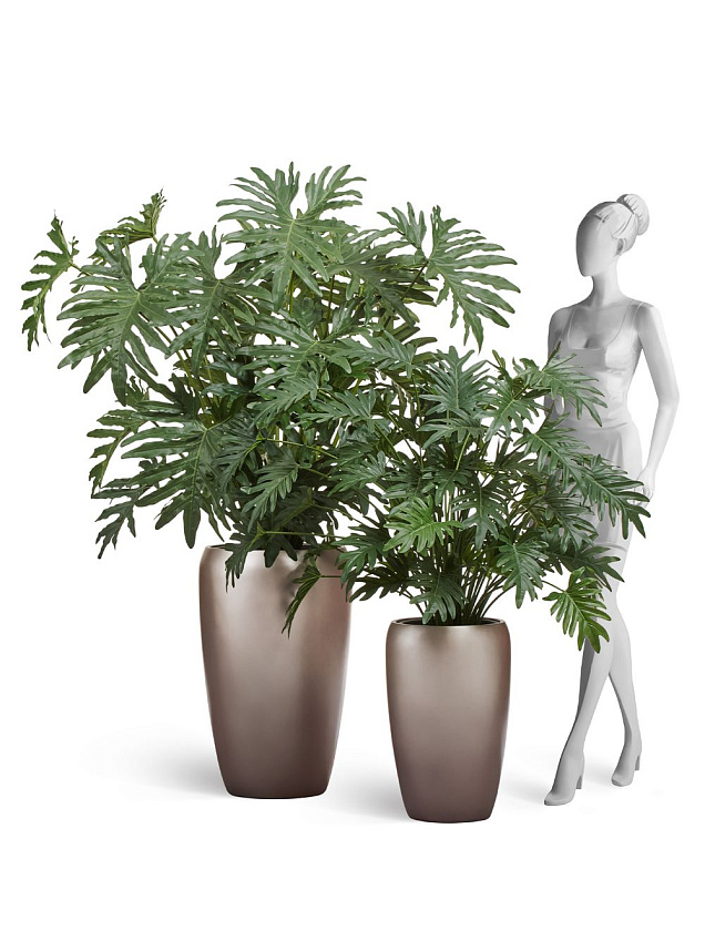 Кашпо Эффектори Металл высокий округлый конус лаковое темное серебро_13