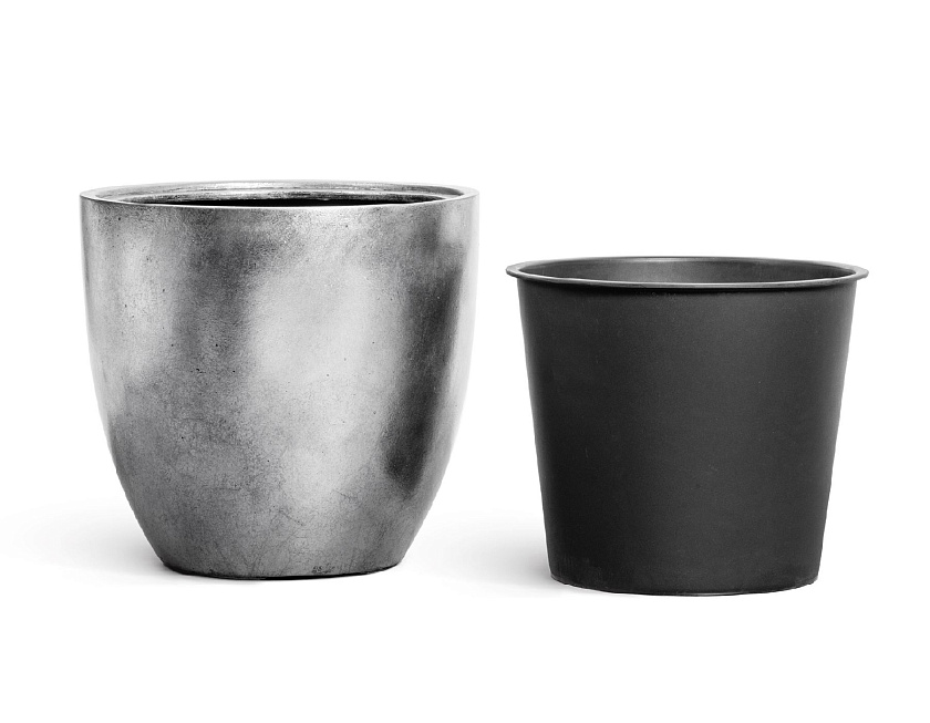 Кашпо Эффектори Металл округлый конус серебро_3