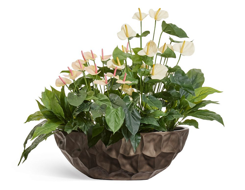 Кашпо Эффектори Металл Высокая лодка Дизайн Крамбл Черненая бронза_3