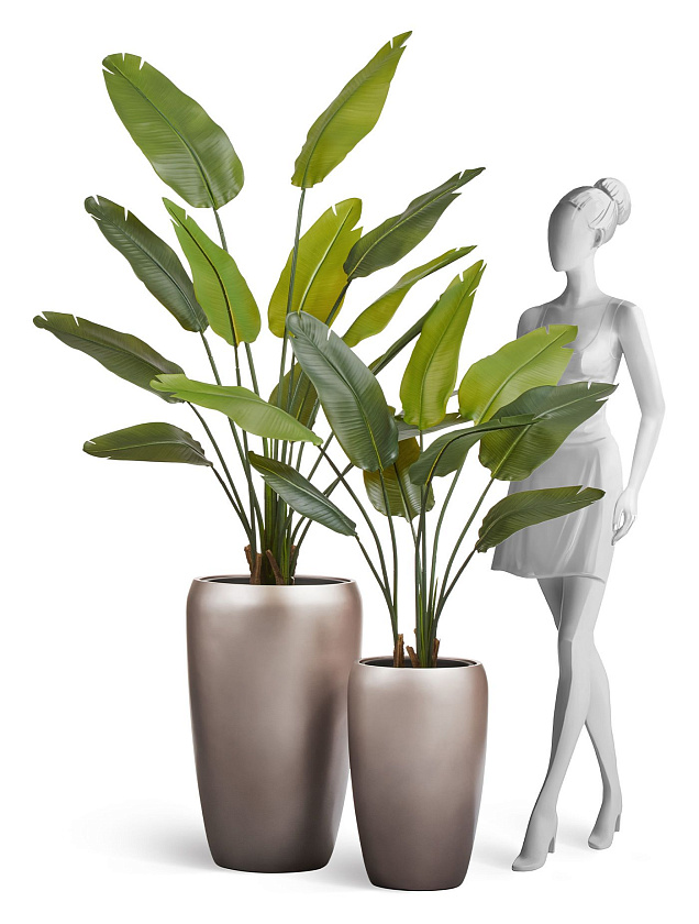 Кашпо Эффектори Металл высокий округлый конус лаковое темное серебро_9