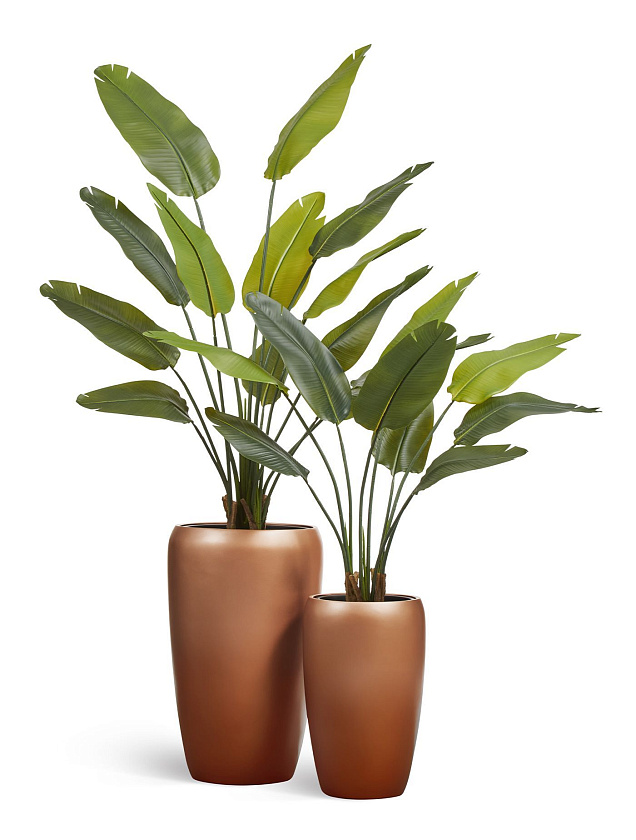 Кашпо Эффектори Металл высокий округлый конус лаковое темное золото_6