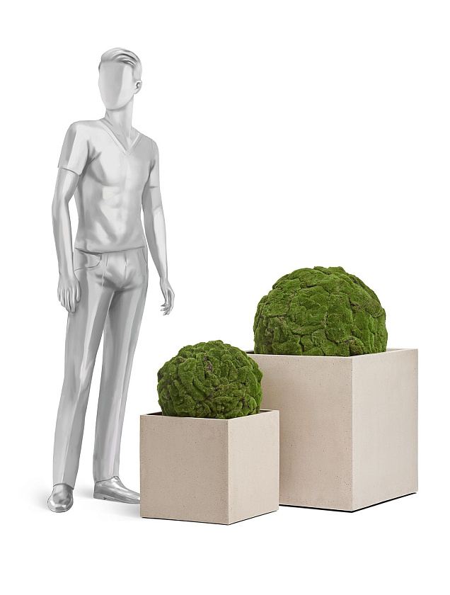 Кашпо Эффектори Бетон куб белый песок_7