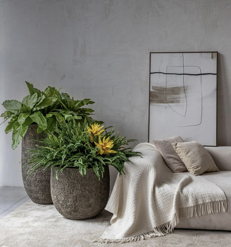 Кашпо Эффектори Терра Чаша Мидл серый беж_9