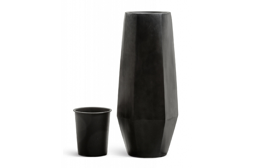 Кашпо Эффектори Кристалл Высокий многогранник Антрацит_1