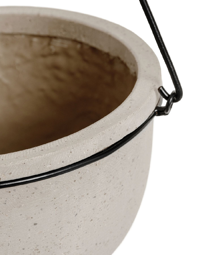 Кашпо Эффектори Бетон Полусфера подвесная Белый песок_2