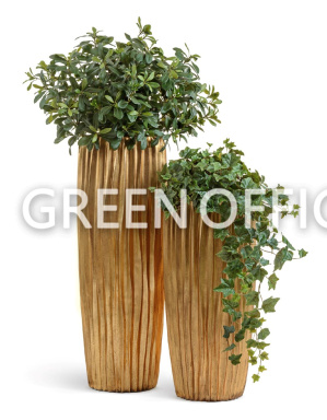 Кашпо Эффектори Металл высокий конус Дизайн Вейв Сусальное золото - Фото 6