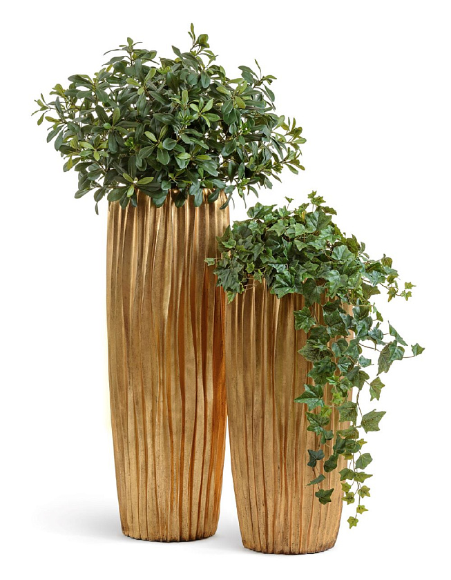 Кашпо Эффектори Металл высокий конус Дизайн Вейв Сусальное золото_6