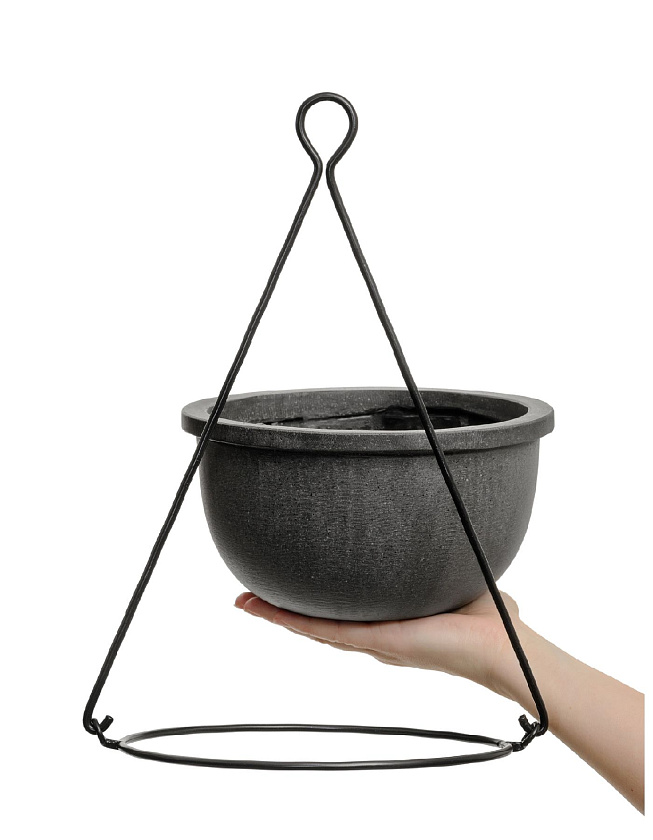 Кашпо Эффектори Бетон Полусфера подвесная Темно-серый бетон_5