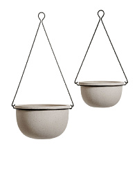 Кашпо Эффектори Бетон Полусфера подвесная Белый песок