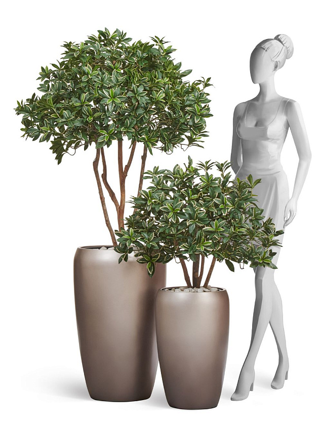 Кашпо Эффектори Металл высокий округлый конус лаковое темное серебро_11