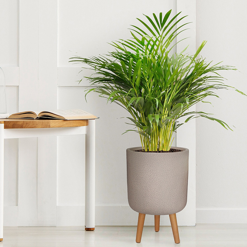 Кашпо Урбан Круглое с подставкой серо-коричневое_2