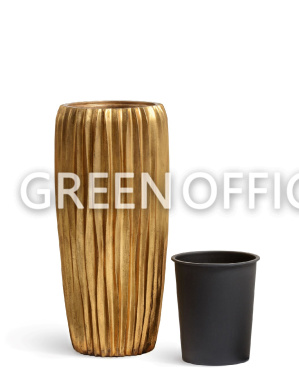 Кашпо Эффектори Металл высокий конус Дизайн Вейв Сусальное золото - Фото 5